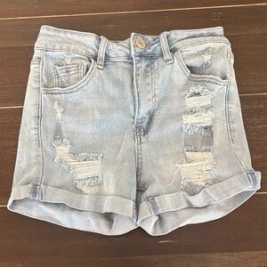 Rue 21 Distressed Light Blue Denim Shorts Size 4